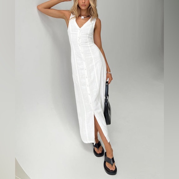 plunging neckline a line wedding dress Andrea and Leo WL063 Long Off-White Wedding Dress Off White/Nude / 8 main image 0